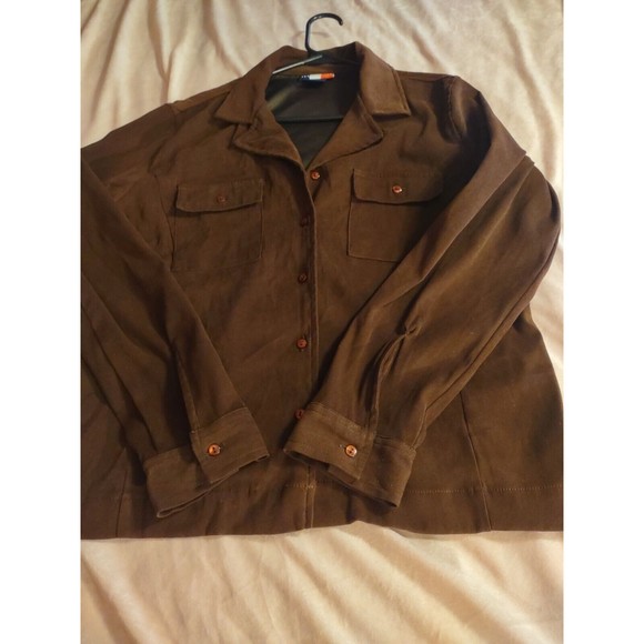 French Kuff Top Size 12 Brown Button down Collar Long Sleeve Thick - Picture 7 of 9